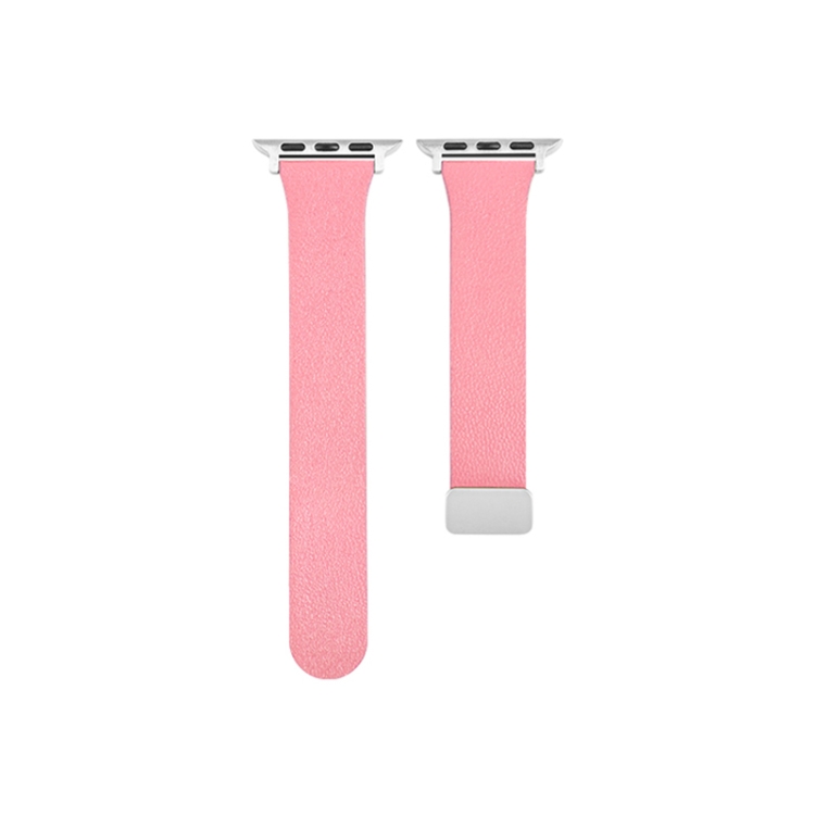 

Sheepskin Texture Magnetic Folding Buckle Watch Band For Apple Watch 7 41mm(Pink)