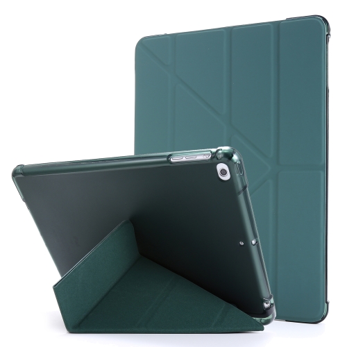 For iPad Air 2 Airbag Deformation Horizontal Flip Leather Case with Holder & Pen Holder(Dark Green)