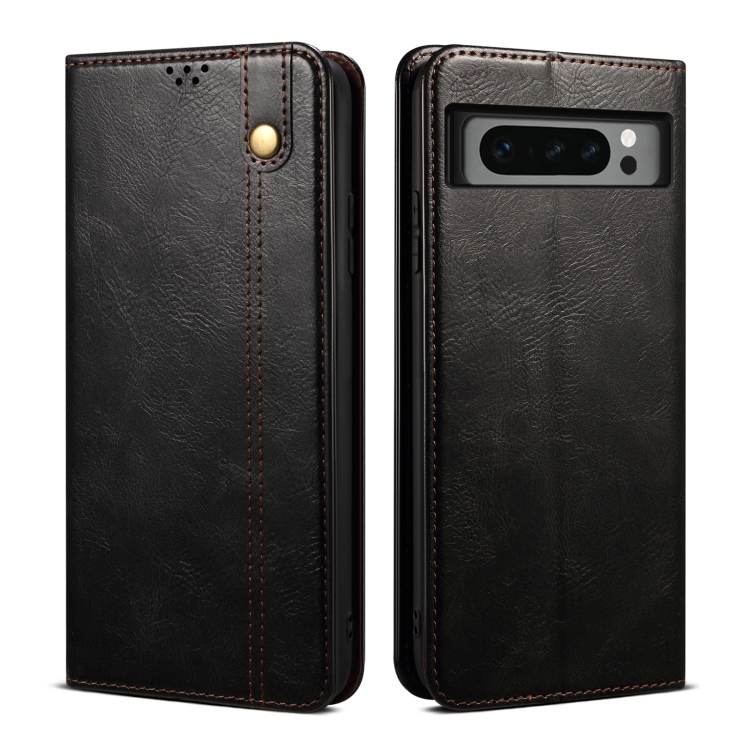 

For Google Pixel 8 Pro Oil Wax Crazy Horse Texture Leather Phone Case(Black)