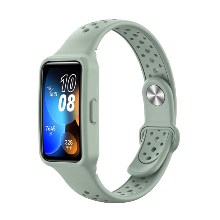 

For Huawei Band 8 Integrated Solid Color Silicone Watch Band(Green)