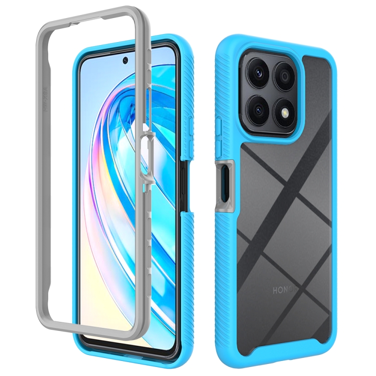 

For Honor X8a Starry Sky Solid Color Shockproof TPU Clear PC Phone Case(Sky Blue)