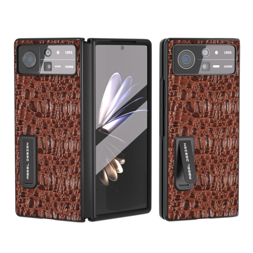 

For Xiaomi Mix Fold 2 ABEEL Integrated Genuine Leather Sky Series Phone Case with Holder(Brown)