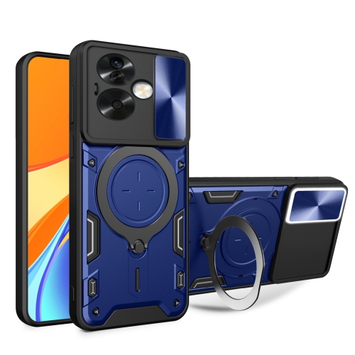 

For OPPO A79 5G Global CD Texture Sliding Camshield Magnetic Holder Phone Case(Blue)