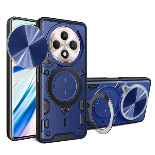 

For OPPO Reno12 F 5G Global CD Texture Sliding Camshield Magnetic Holder Phone Case(Blue)