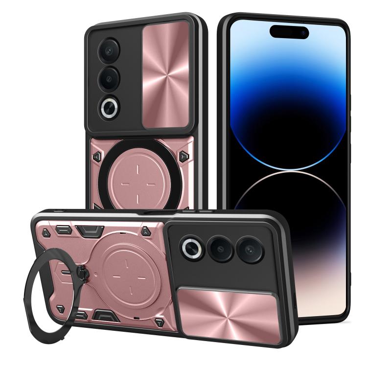 

For OPPO A3 Pro 5G India CD Texture Sliding Camshield Magnetic Holder Phone Case(Pink)
