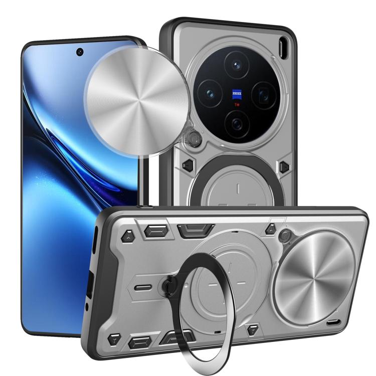 

For vivo X200 5G CD Texture Sliding Camshield Magnetic Holder Phone Case(Silver)
