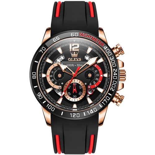 

OLEVS 9936 Men Multifunctional Sports Waterproof Quartz Watch(Black + Rose Gold)