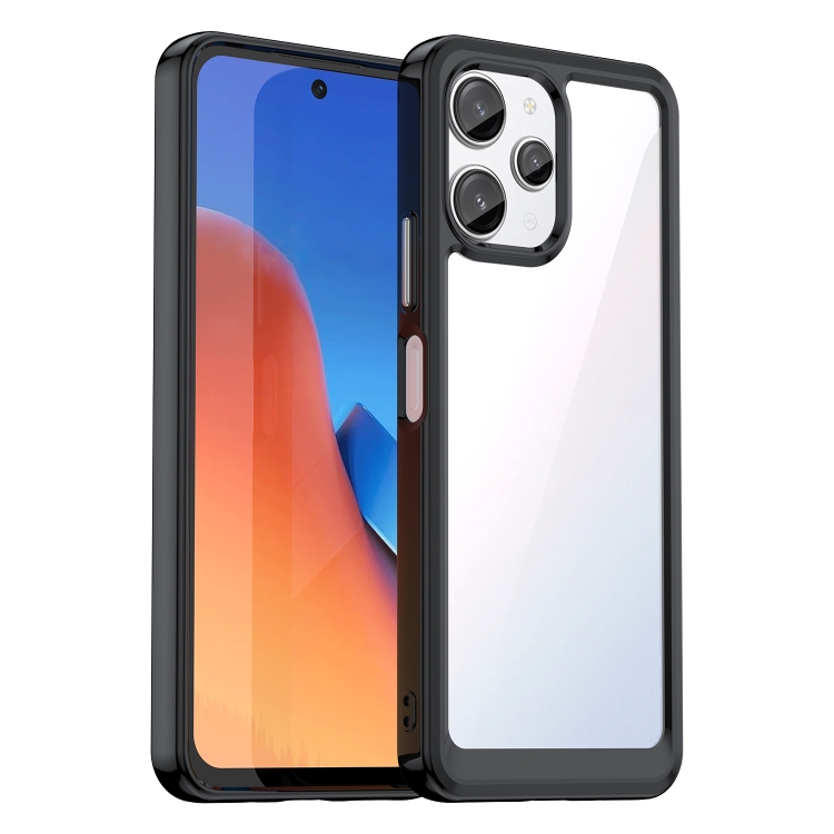 

For Xiaomi Redmi 12R Colorful Series Acrylic Hybrid TPU Phone Case(Black)