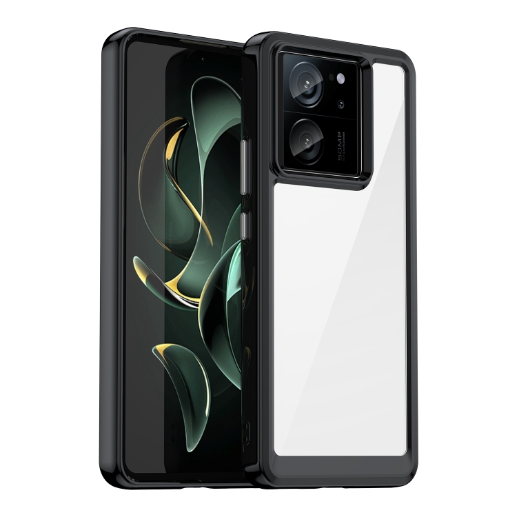 

For Xiaomi 13T Colorful Series Acrylic Hybrid TPU Phone Case(Black)