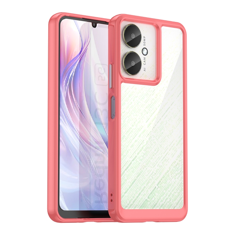 

For Xiaomi Poco M6 Colorful Series Acrylic Hybrid TPU Phone Case(Red)