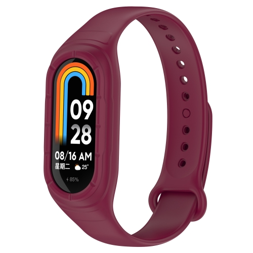 

For Xiaomi Mi Band 8 Integrated Silicone Replacement Watch Band(Wine Red)