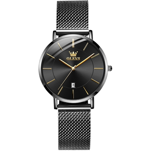

OLEVS 5869 Ladies Business Waterproof Steel Strap Quartz Watch(Black)
