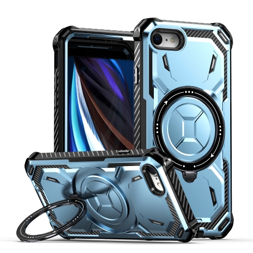 For iPhone SE 2022 / 2020 / 8 / 7 Armor Series Holder Phone Case(Blue) for iphone 13 invisible lens holder magsafe phone case navy blue
