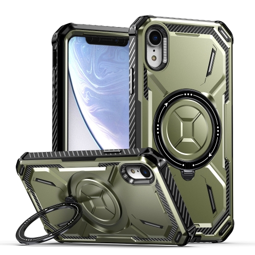 For iPhone XR Armor Series Holder Phone Case(Army Green) for iphone 14 pro honeycomb radiating lens holder magsafe phone case grey