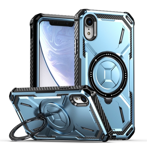 For iPhone XR Armor Series Holder Phone Case(Blue) for iphone 14 plus invisible lens holder magsafe phone case orange