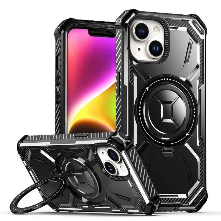 

For iPhone 15 Armor Series Holder Phone Case(Black)
