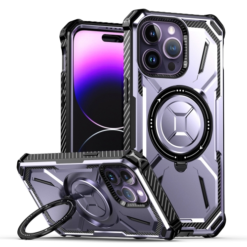 For iPhone 15 Pro Max Armor Series Holder Phone Case(Light Purple) for iphone 11 pro max honeycomb radiating lens holder magsafe phone case purple