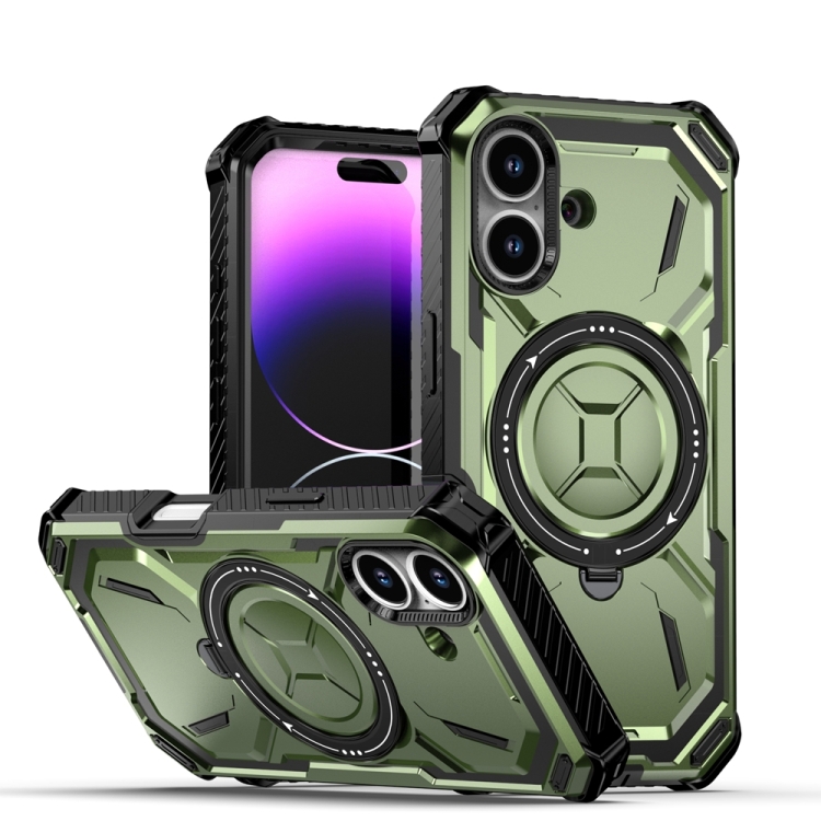 

For iPhone 16 Armor Series Holder Phone Case(Army Green)