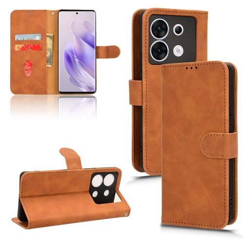 

For Infinix Zero 30 5G Skin Feel Magnetic Flip Leather Phone Case(Brown)