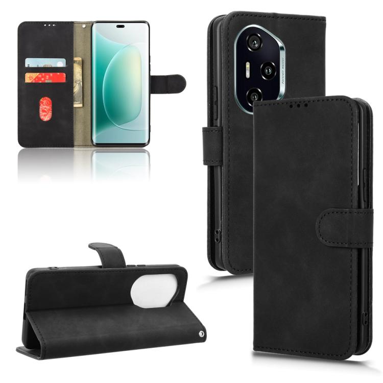 

For Honor 300 Pro Skin Feel Magnetic Flip Leather Phone Case(Black)