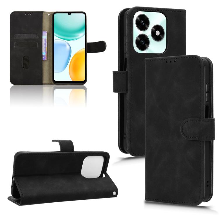 

For Honor X5c Plus Skin Feel Magnetic Flip Leather Phone Case(Black)