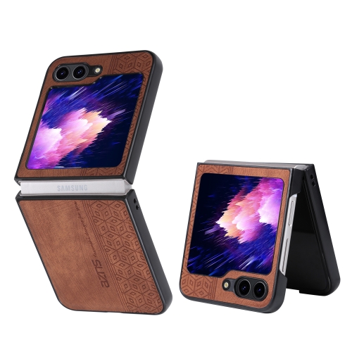 

For Samsung Galaxy Z Flip5 AZNS 3D Embossed Skin Feel Phone Case(Brown)