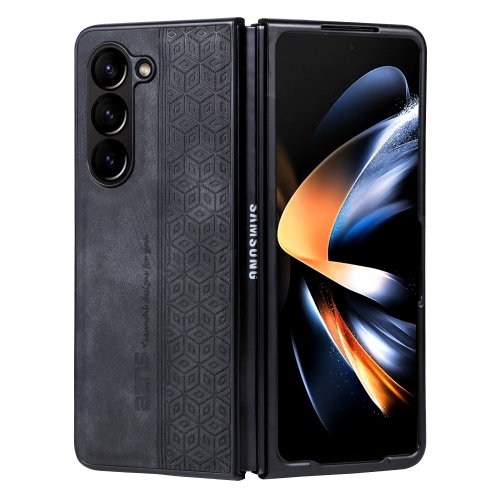 For Samsung Galaxy Z Fold5 AZNS 3D Embossed Skin Feel Phone Case(Black) for xiaomi poco x5 5g skin feel embossed leather phone case green