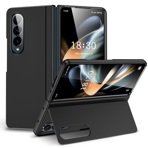 

For Samsung Galaxy Z Fold3 Skin Feel Fold Full Coverage Phone Case with Holder(Black)