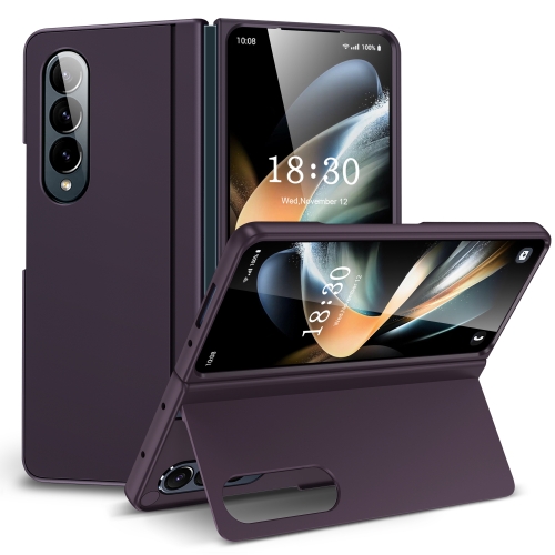 

For Samsung Galaxy Z Fold3 Skin Feel Fold Full Coverage Phone Case with Holder(Dark Purple)