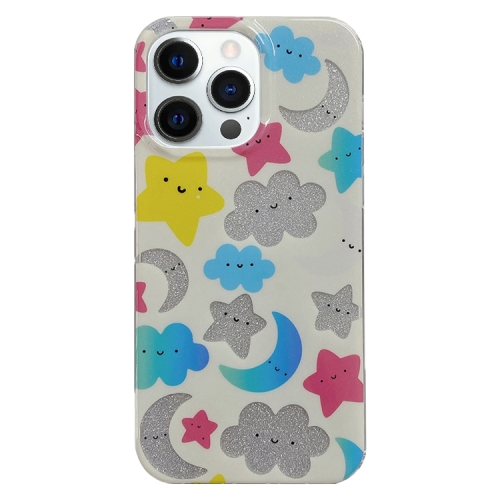 

For iPhone 13 Pro PC + TPU Dual-side Laminating IMD Phone Case(White Star Moon)