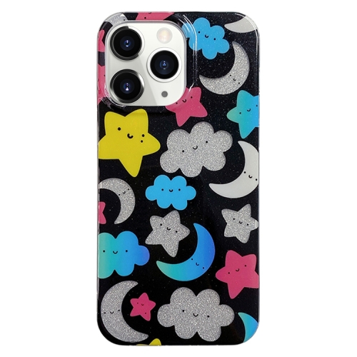 

For iPhone 12 Pro Max PC + TPU Dual-side Laminating IMD Phone Case(Black Star Moon)