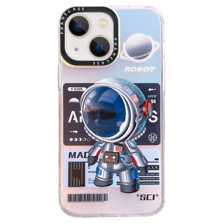 

For iPhone 14 Mechanical Astronaut Pattern TPU Phone Case(Blue)