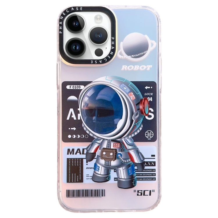 

For iPhone 14 Pro Mechanical Astronaut Pattern TPU Phone Case(Blue)