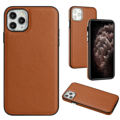 For iPhone 11 Pro Max Leather Texture Full Coverage Phone Case(Brown) 50pcs full red pencils woodworking pencil wax lead not easy decoloring non toxic free shipping