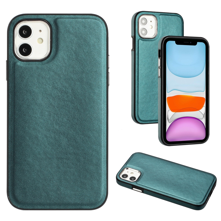 

For iPhone 12 Leather Texture Full Coverage Phone Case(Green)