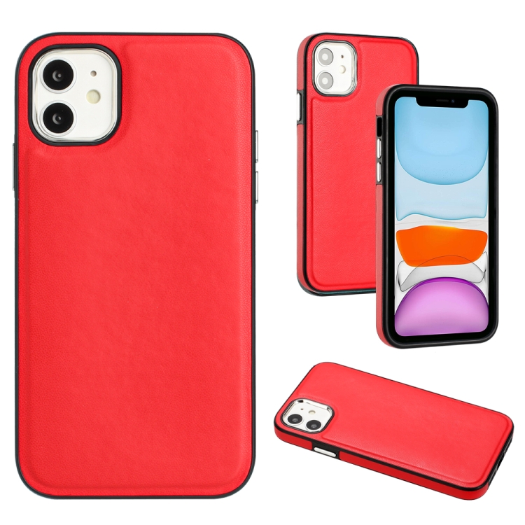 

For iPhone 12 Leather Texture Full Coverage Phone Case(Red)