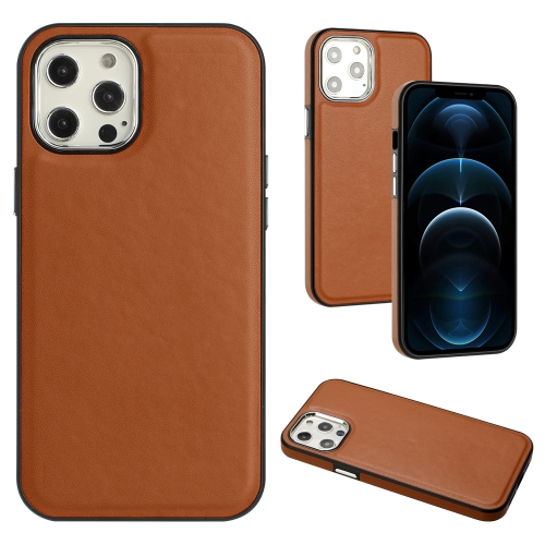 For iPhone 12 Pro Max Leather Texture Full Coverage Phone Case(Brown) for iphone 15 pro lambskin texture pure color flip leather phone case brown