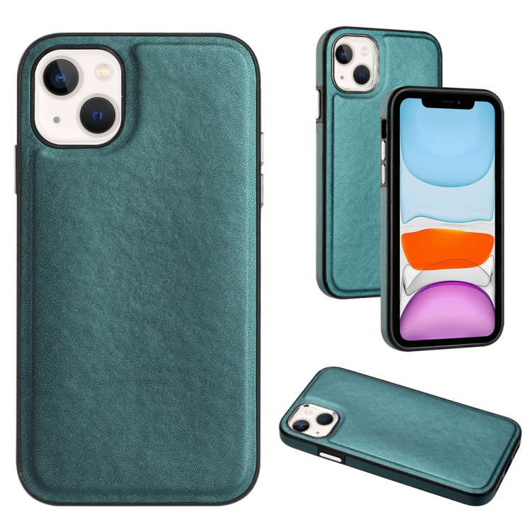 

For iPhone 14 Leather Texture Full Coverage Phone Case(Green)