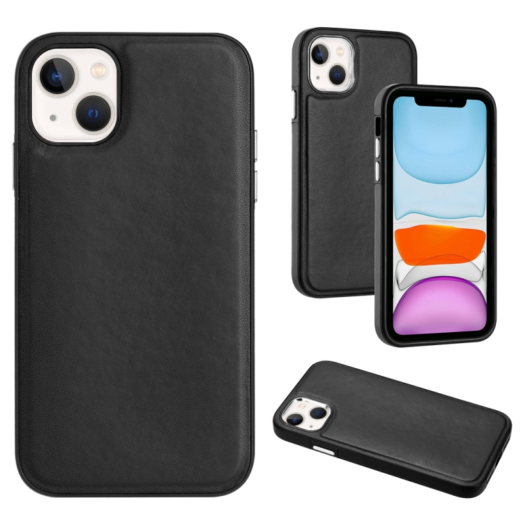 

For iPhone 14 Plus Leather Texture Full Coverage Phone Case(Black)