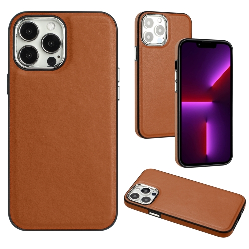 For iPhone 14 Pro Leather Texture Full Coverage Phone Case(Brown)