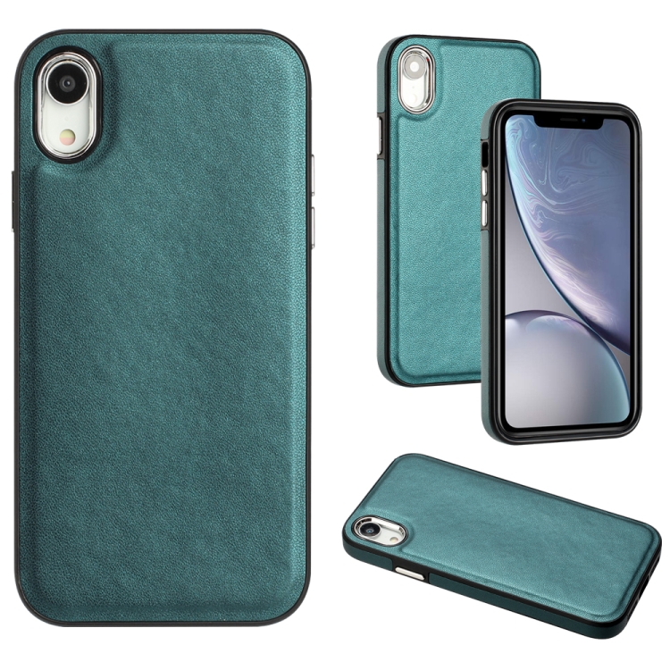 

For iPhone XR Leather Texture Full Coverage Phone Case(Green)