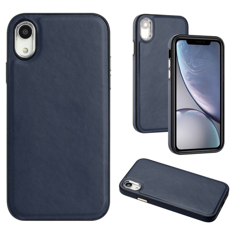 

For iPhone XR Leather Texture Full Coverage Phone Case(Blue)