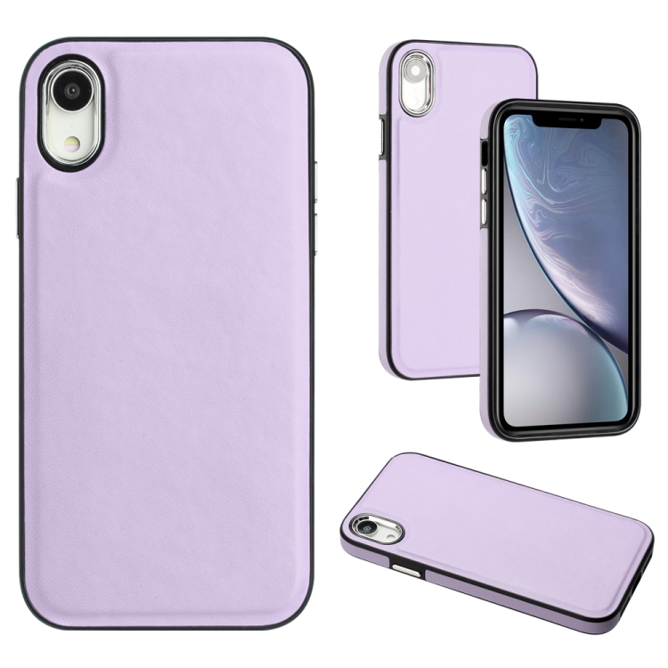

For iPhone XR Leather Texture Full Coverage Phone Case(Purple)
