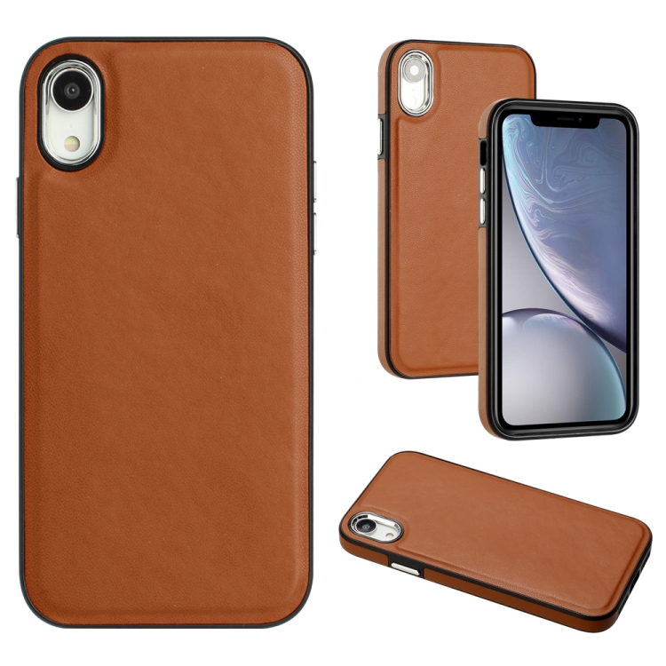 

For iPhone XR Leather Texture Full Coverage Phone Case(Brown)