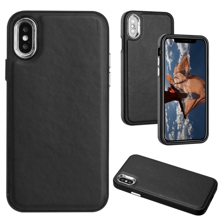 

For iPhone XS Max Leather Texture Full Coverage Phone Case(Black)