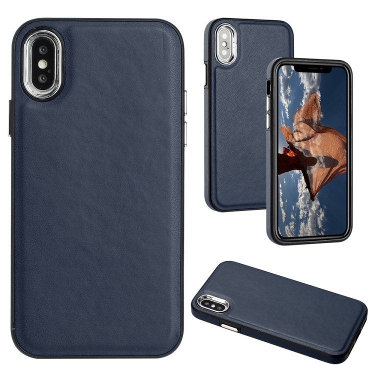 

For iPhone XS Max Leather Texture Full Coverage Phone Case(Blue)