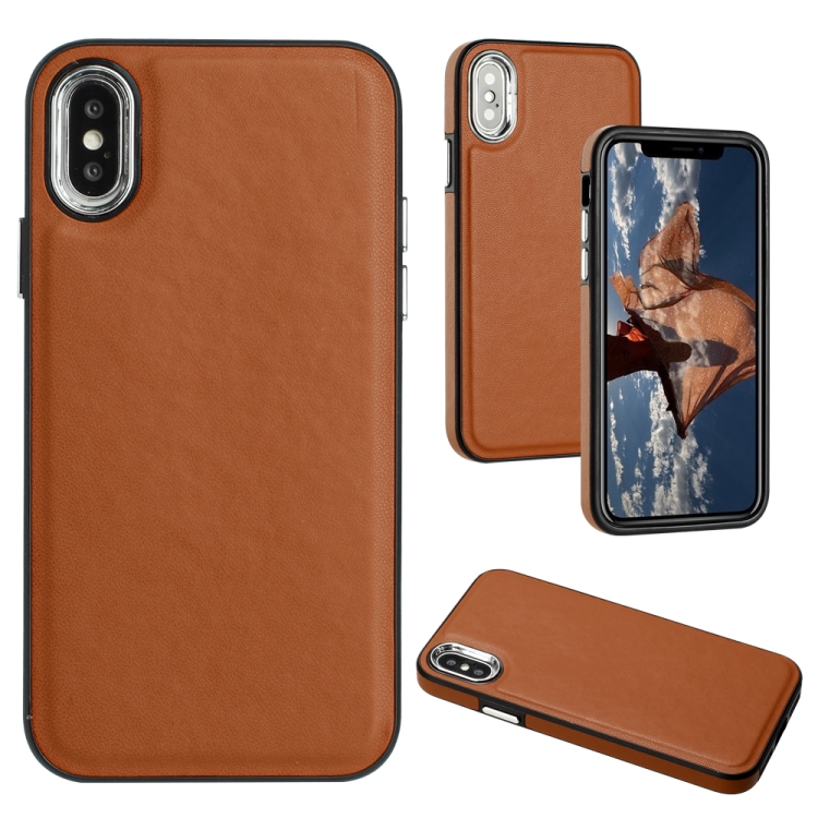 

For iPhone XS Max Leather Texture Full Coverage Phone Case(Brown)