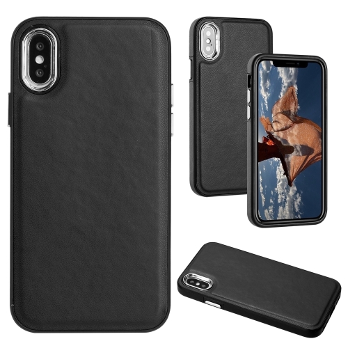 For iPhone X / XS Leather Texture Full Coverage Phone Case(Black)