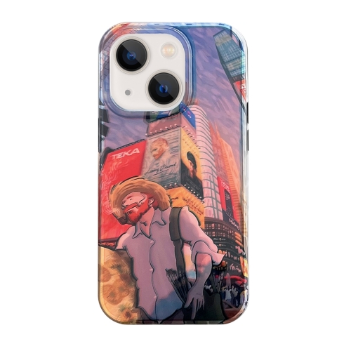 

For iPhone 13 Dual-sided Lamination Oil Painting IMD Phone Case(City)