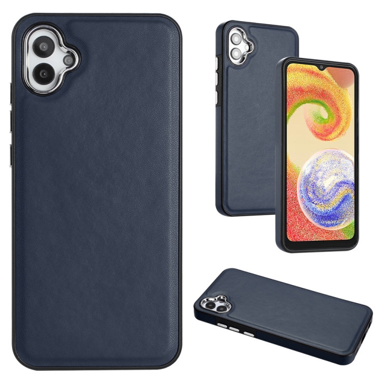 

For Samsung Galaxy A04E / F04 / M04 Leather Texture Full Coverage Phone Case(Blue)